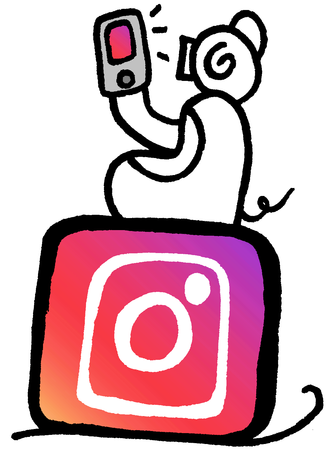 Cerdo viendo Instagram