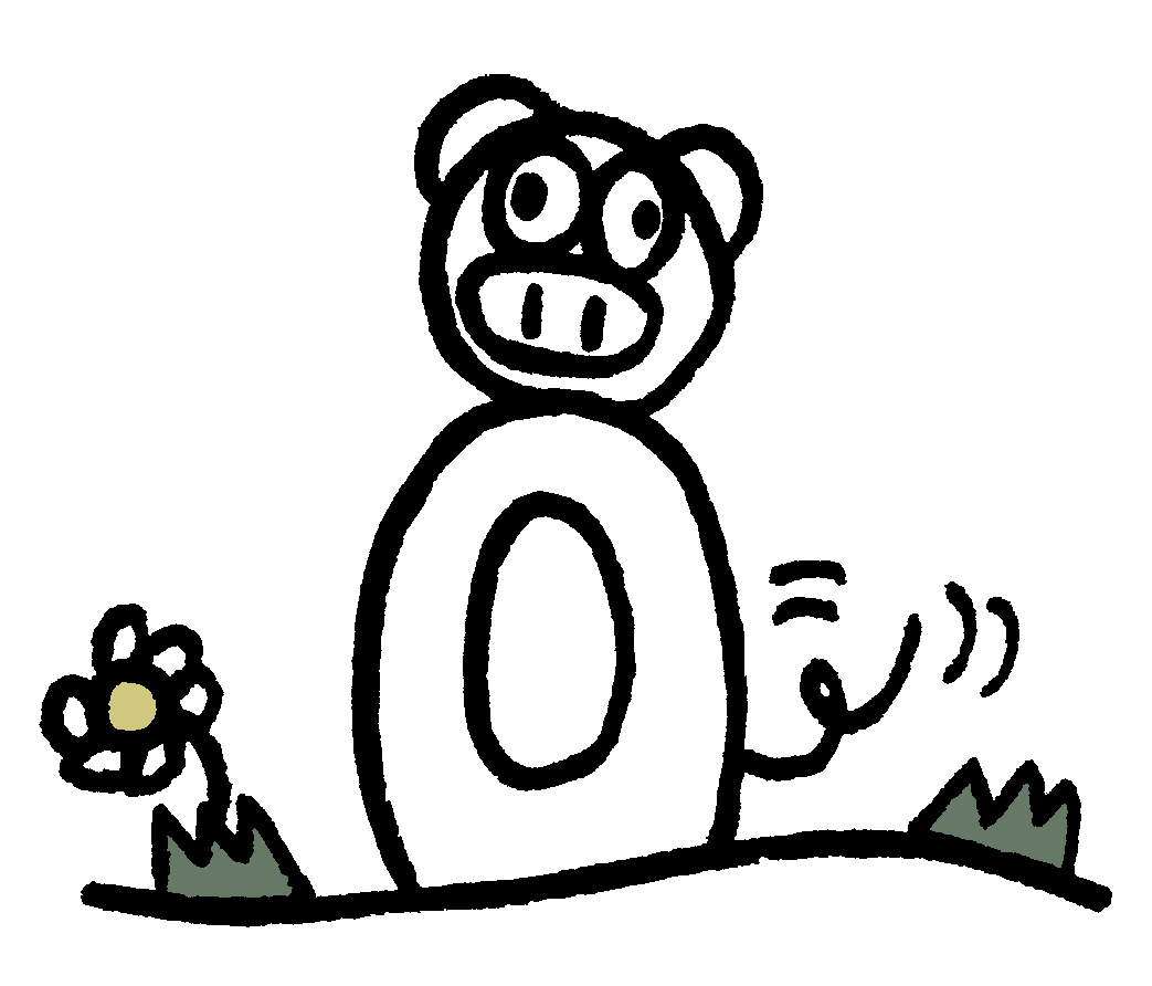 Un cerdo observando feliz